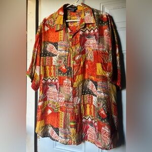 Colorful Patchwork Button-Up Shirt